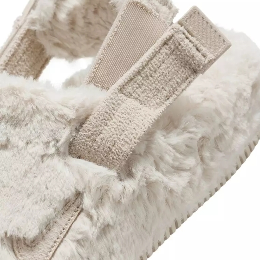 Nike Calm SE Women's Mules Cozy Playful Cream Fuzzy Mule Slippers Size 7 - Picture 7 of 9